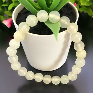 Mountain Jade 8mm Natural Stone Beads Stretchable Bracelet